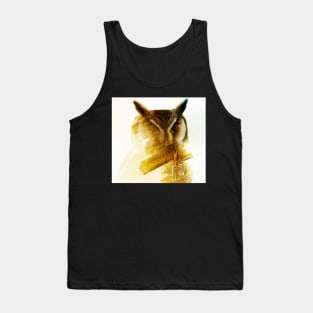 Owl Double Exposure photo manipulation city fantasy art Tank Top